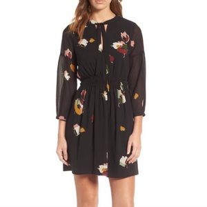 Madewell Painted Floral Tie-Neck Dress
